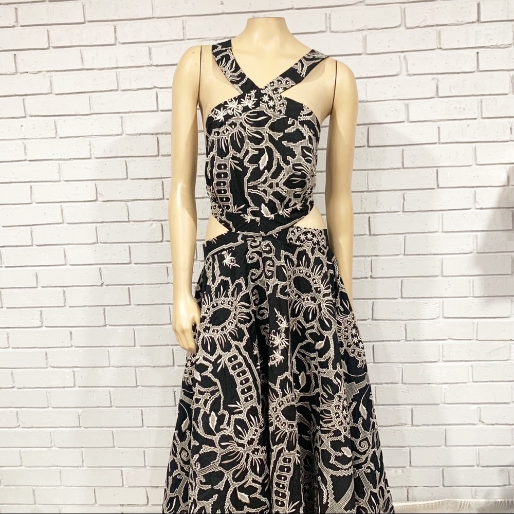 Asos Edition Embroidered Halter Midi Black Cutout Dress - Picture 11 of 14